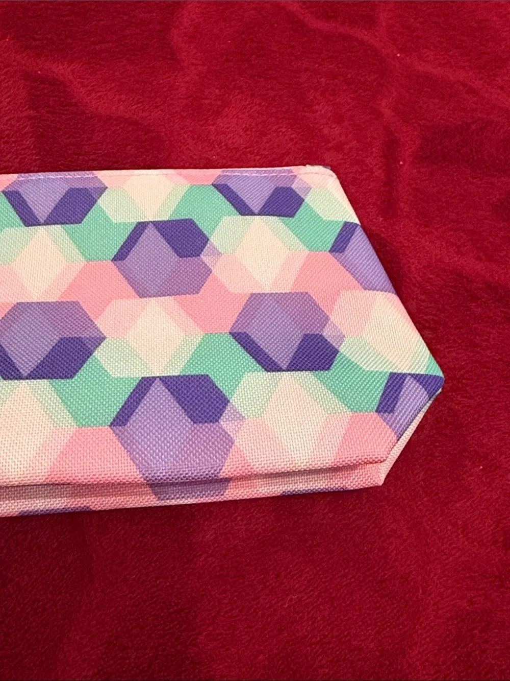 Clinique Geometric Hexagon Print Makeup Bag - Pink, Purple, Mint Cosmetic Girls